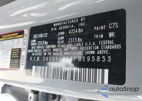 2023 Kia K5 Gt-Line from USA, damaged, VIN 5XXG64J29PG195853